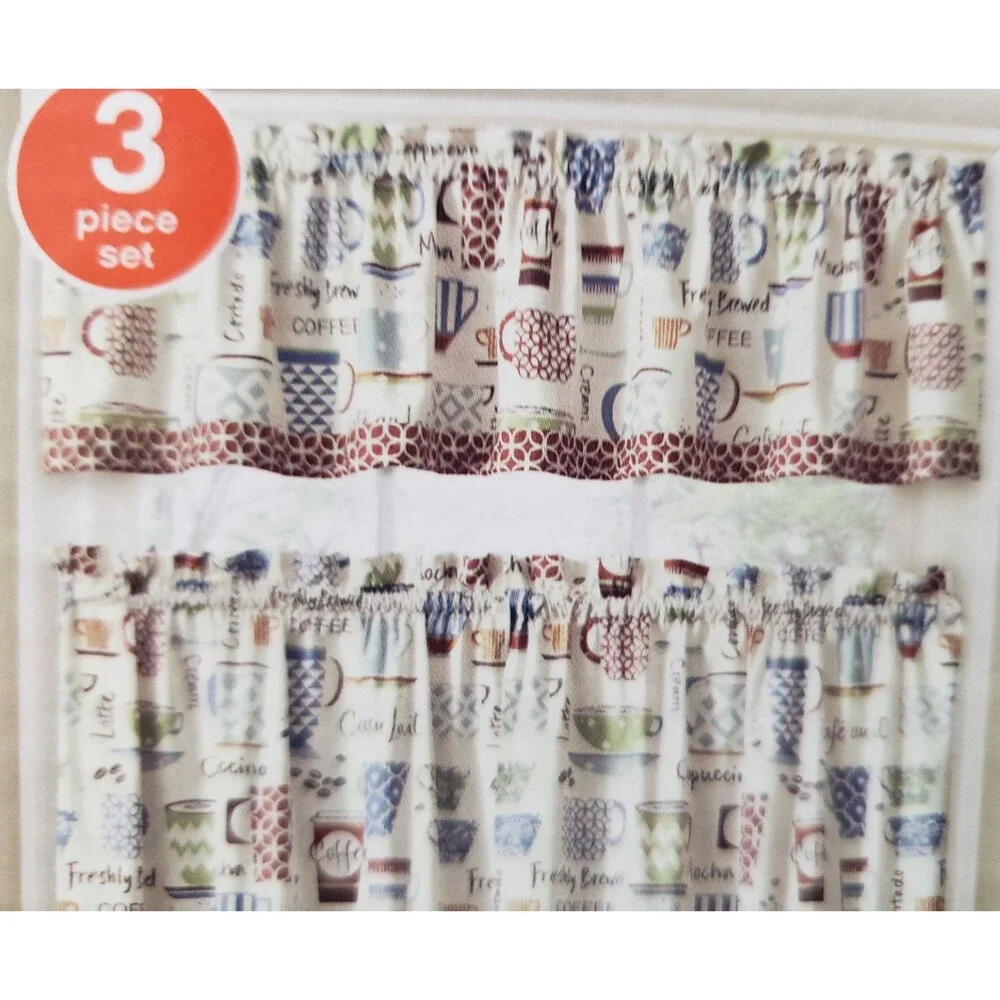 3pc. Rod Pocket Curtains Set (2 Tiers & Valance 60